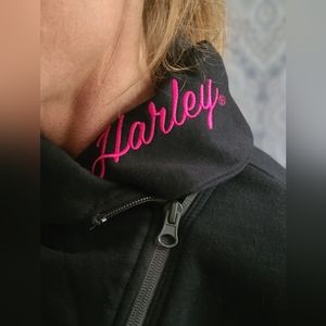 Size M Women's Harley-Davidson Black Fleece Zip-Neck Pullover